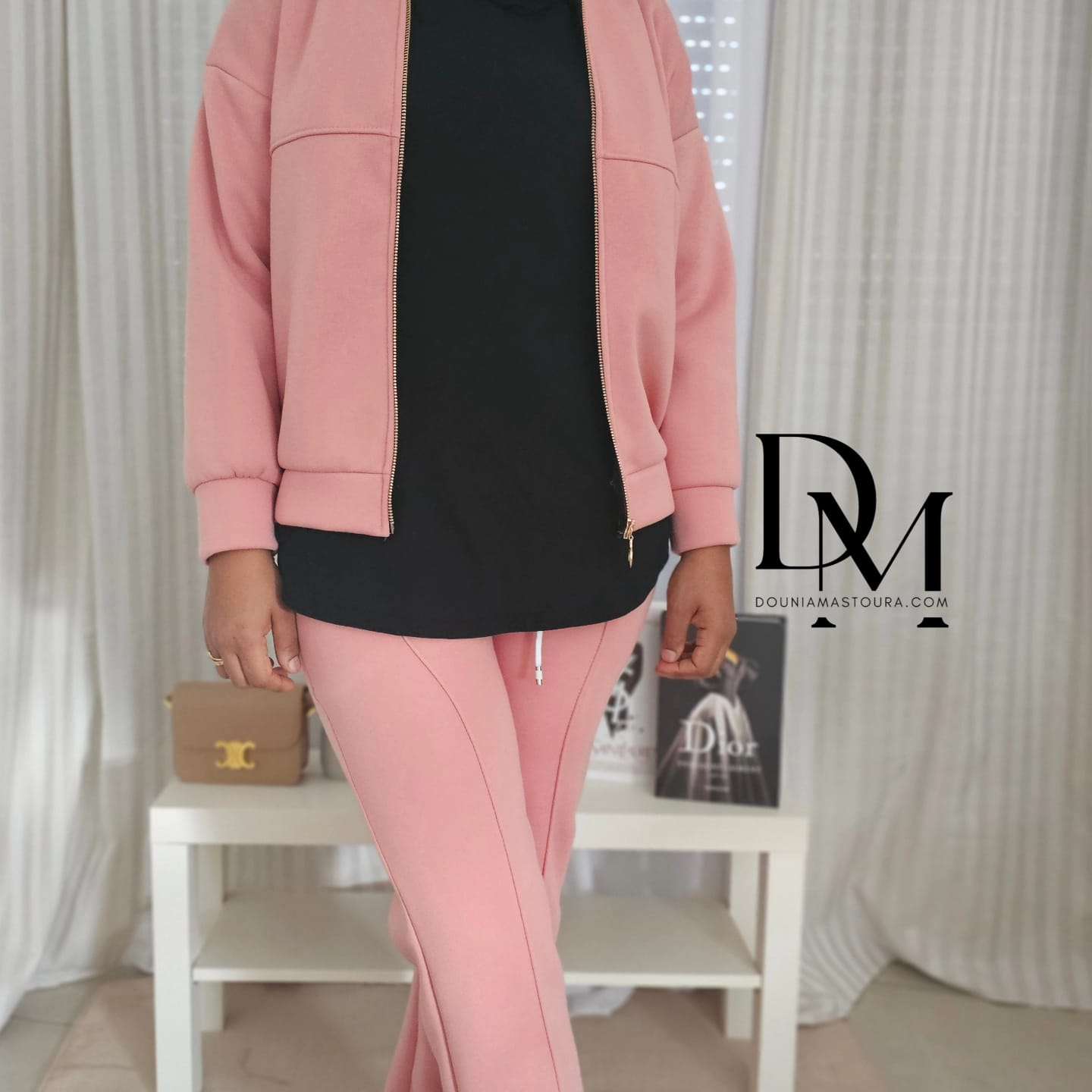 Ensemble jogging molletonné Rose